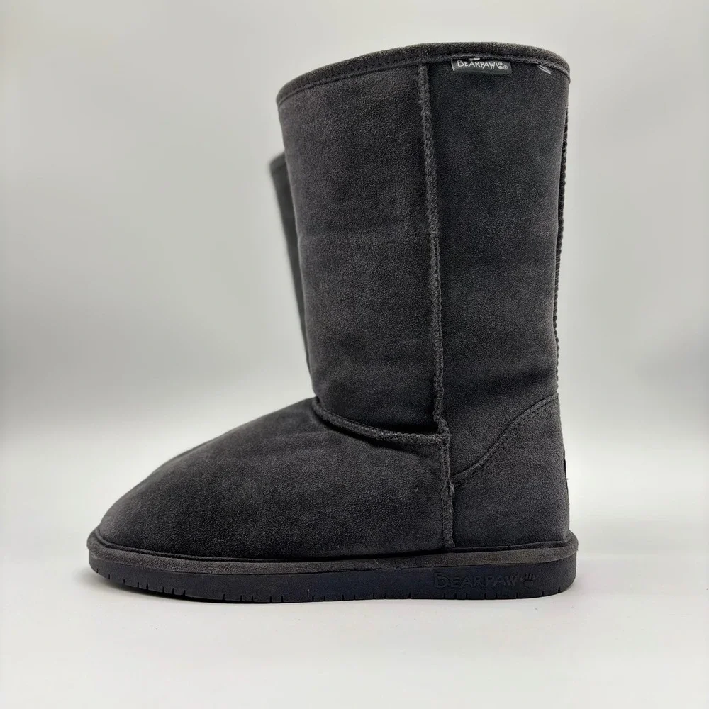 Bearpaw Elle Tall Gray Suede Winter Boots Womens 11‎ Wool Blend Lining NeverWet